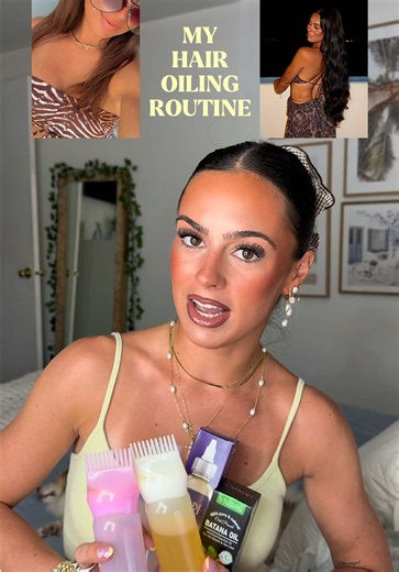 my hair oiling routine that I do 2-3x a week for scalp health & to grow my hair suuuuper long 🌟💆🏽‍♀️🎀 all of the products are linked on my amazon sf 🫶🏼 #hairoiling #hairoilingroutine #hairgrowthtips #longhairtips #hairgrowthjourney