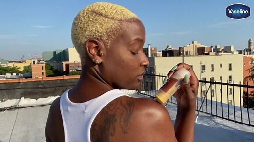 NEW Vaseline Cocoa Shimmer Jelly Stick for glowing radiant skin is your go-to moisturizer. Use it on the highest point of your cheekbone for a natural highlight that gives you an all-over dewy radiance. How would you include the jelly stick in your daily routine? | Vaseline