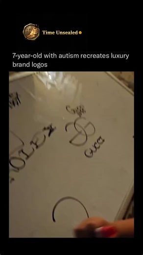 Time Unsealed ¦ History ¦ Clips on Instagram: "7-year-old Sebastian 🙌🖊️✨ has an incredible talent for copying fonts and brand logos perfectly by hand. His dad says he has hyperlexia, meaning advanced reading and writing skills from a very young age. Follow @Timeunsealed for more 🧠💫 They first noticed his gift at just 18 months old, when he could already write the alphabet and recognize words."