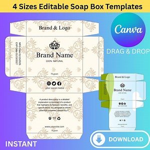Soap Box Template for Canva, Editable Soap Packaging Box Template, Custom Soap Box Template, DIY Soap Gift Box, Printable Soap Packaging Box - Etsy