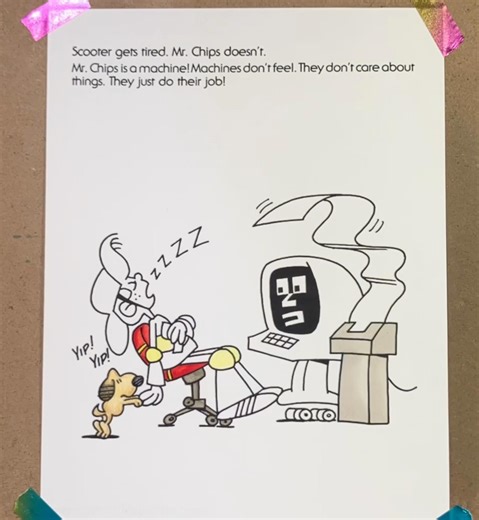 Scooter & Mr Chips #adultcoloringart #schoolhouserock #saturdaymorningcartoons