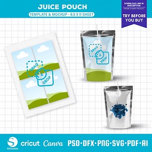 Capri Sun Template and Mockup, Juice Pouch Label, Custom Capri Label, Dye Sublimation, Drag and Drop Canva Template, PSD Mockup - Etsy