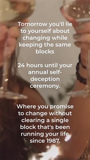 Cindy Brown: Intuitive Coach on Instagram: "Tomorrow you’ll lie to yourself about changing while keeping the same blocks. Everyone’s preparing their resolutions like the universe cares about their Pinterest boards. Writing goals over the same worthiness wounds that killed last year’s dreams. You have 24 hours to decide: Actually clear the programming that’s been sabotaging you since childhood, or perform the same midnight ritual that’s failed you every year. Your 2026 income is already determine