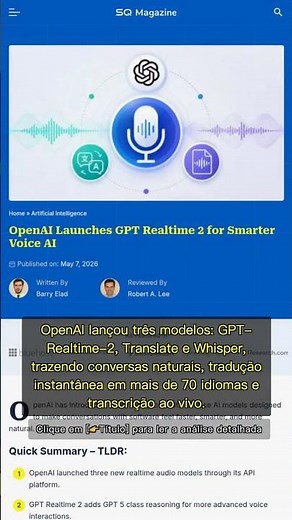 🧐👉 OpenAI lança GPT-5 Voz: Tradução e Transcrição em Tempo Real Revolucionam Apps #QixNewsAI