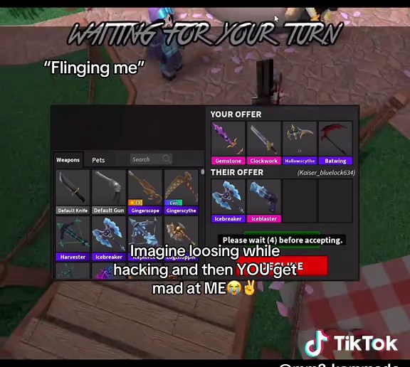 They really can’t take a loss💔btw I’m not lagging btw he’s legit teleporting to me😭✌️#roblox #mm2 #viral #robloxfyp #hacker