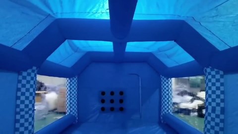Amazon.com: 28x15x10FT Blue Inflatable Paint Booth – Large Blue Portable Spray Tent with Air Filtration System, for Auto Painting, Detailing & DIY Projects with 2 Blowers