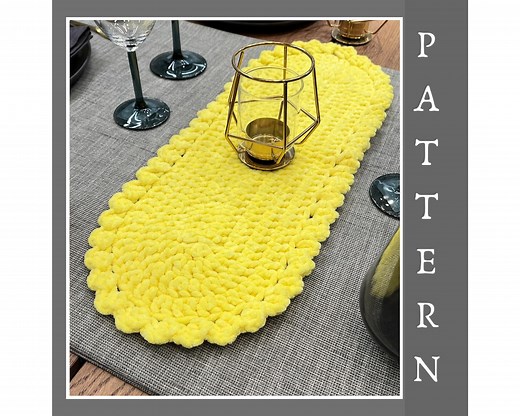 Crochet Oval Plush Easter Table Runner Pattern (PDF   Video) | Easy Crochet Doily Table Decor, Coaster Style - Etsy