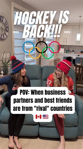 Hockey is BACK and so is the greatest rivalry in sports 🏒 This year's Winter @Olympics theme is Armonia - Harmony. The idea that different elements can come together. That competition and connection aren't opposites. That you can cheer for rival teams and still celebrate the same friendship. We're living proof: A Canadian 🇨🇦 and an American 🇺🇸 One organized and one spontaneous. One day @Timhortons and the next @Starbucks 😂 Building a business together. Cheering for each other's wins. Showi