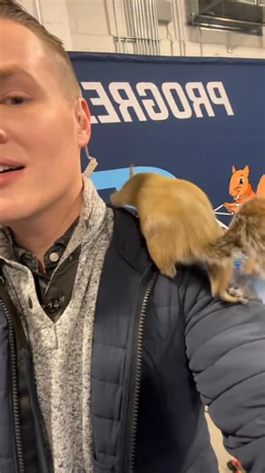 Mike Holden on Instagram: "2 years ago today… @twiggyshow #twiggy the water skiing squirrel christened my jacket. He’s a performer. 🤣😭 #cleveland #fyp #ixcenter #squirrel"