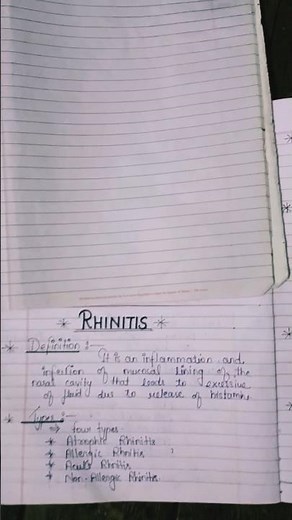 Rhinitis/Definition/Type/Sign and symptoms/Pathophysiology/Investigation/Treatment.