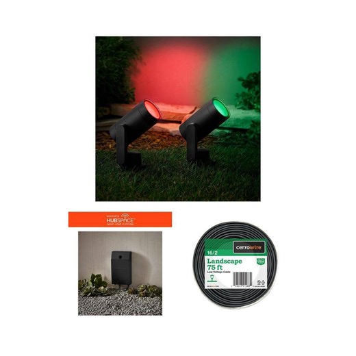 Hartford 351 Lumen Bollard Light, 100 ft. 14/2 Wire, 450 Lumen Spotlight & 200 Watt Transformer Combo - The Home Depot