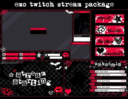 Emo Animated Stream Package RED | Twitch Overlay | Black Custom Vtuber Setup Goth Pop Punk Scenecore Aesthetic Y2k Retro Old Web Mcbling - Etsy