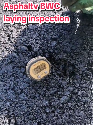 Asphalt laying inspection for bitumen wearing course BWC Temperature of the Asphalt @ site 140 /- 5 Asphalt Type - Grade I Thickness 50 mm For Royal Commission Projects @TikTok UKM Indonesia #foryou