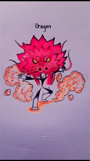 How to draw Stickman with Beast (Dragon & Fox) #shorts #drawing #anime #art #stickman #tutorial #fyp