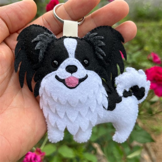 Handmade Felt Papillon Keychain, Custom Papillon Bag Charm, Personalized Dog Keychain, Gift for Papillon Lovers - Etsy