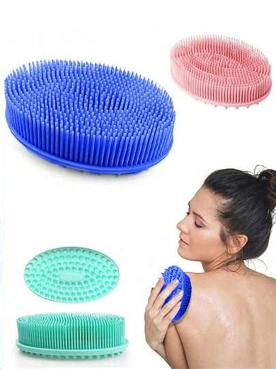 Silicone Bath Sponge Brush, Dry Massage Body Scrubber Exfoliating Tool For Back Shower Cleaning | SHEIN