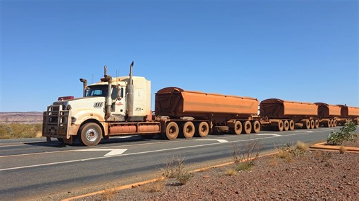 2 x Mack quad road train side tippers crossing paths with each other | Truck Shots