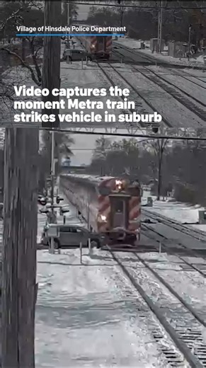 The collision happened around 11:45 a.m. at the Monroe Street train crossing. Video showed a vehicle stopped at the intersection, but its front end extended onto the tracks. The train hit the vehicle's front end as it passed, causing the vehicle to spin out. Police said the driver, who was the only person inside the vehicle at the time, was taken to Hinsdale Hospital for "very minor injuries." The train involved was mechanically disabled and passengers were being transferred to another train. #c