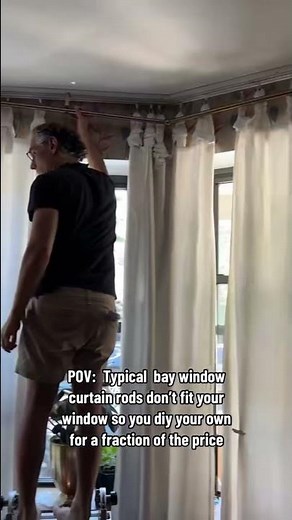 Custom bay window curtain rods under $50? #diy #diyhome #homedecor #baywindowcurtains #baywindow