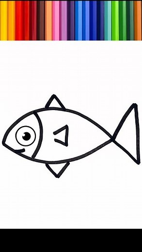 🌈 Desenhar, pintar e colorir um peixinho para crianças.⭐#103