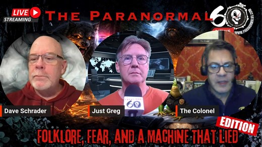 This week on Paranormal 60 News, the strange arrives from every direction. From cryptids and superstition to technology gone wildly off script, these are the headlines that prove the paranormal doesn’t live in the past — it lives right now. Welcome to the ONLY News you need to know, The Paranormal 60 News with Dave Schrader, Greg Lawson & The Colonel! Folklore, Fear, and a Machine That Lied - The Paranormal 60 News PLEASE SUPPORT THE ADVERTISERS THAT SUPPORT THIS SHOW True Classic - Step into yo