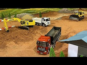 RC Mini City Build 12: MASSIVE Earthmoving Operation! RC Excavator & Bulldozer Rescue the Truck!
