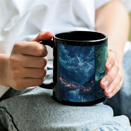 Maasverse Inspired Mug, Acotar Mug, Throne of Glass, Velaris, Lunathion, Fantasy Art Mug, Bookish Merch, Black Coffee Mug - Etsy