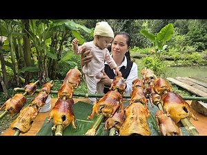Farm Girl Roasts 7 Whole Ducks Over Wood Fire | Outdoor Cooking with Lý Thị Ca