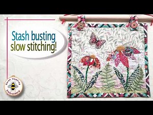 Easy slow stitch flower design hand embroidery stash buster tutorial, no pattern needed!