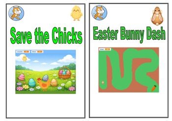 Scratch Coding Bundle - Save Chicks/Easter Bunny Projects 6th -10th Grade