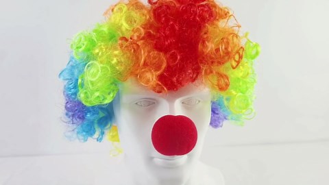 Gvhntk Clown Costume Set Clown Rainbow Wig Red Nose Accessories for Women Men Adults Halloween Parties Carnivals Pretend Play