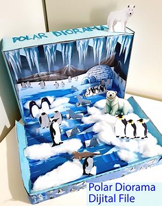 Printable Shoebox Polar Diorama: North Pole Animals Bear Penguins Antartica Arctic Tundra Habitat Project for Kids Kit Dijital File - Etsy