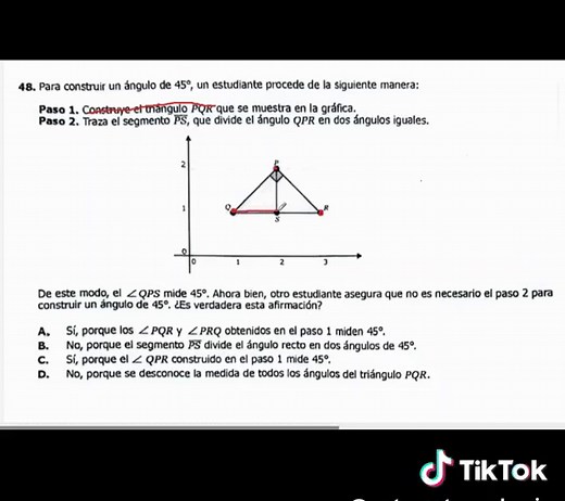 Construcción de un Ángulo de 45 Grados en Matemáticas ICFES