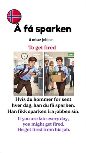 Learn Norwegian: Å få sparken. #norwegianvocabulary #learnnorwegian #norwegianlanguage #norskkurs