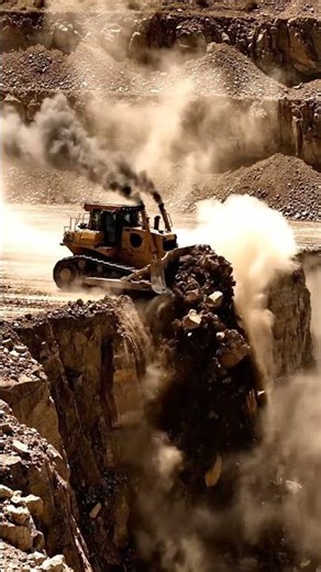 PUSHING THE EDGE! Dozer Clearing Dirt Off A Steep Drop #shorts