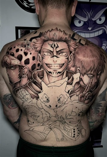 Incredible Back Piece Tattoo Inspired by Anime