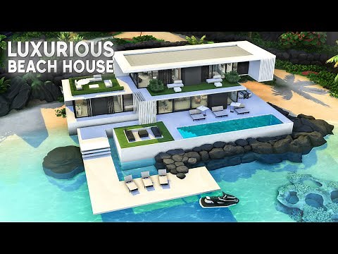Luxury Modern Family Home [No CC] | Sims 4 Sulani Waterfront Beach House Speed Build
