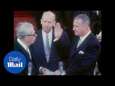Richard Nixon's running mate Spiro Agnew is sworn in as Vice President in 1969