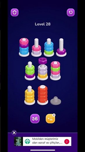 🟠🟣🔵Nut Sort:Color Sorting - Level 28 #games #gaming #puzzle #nutsort #nutsortsolution #colorsortgame