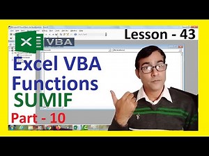 SUMIF function in excel VBA | Excel VBA for beginners - 43 | excel vba functions