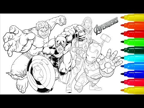THE AVENGERS Coloring Pages | Coloring Painting Avengers Captain America Iron Man Hulk Thor