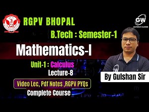 Lec-8 II Unit-1 II Calculus II Engg. MATHEMATICS-I II RGPV II Gateway Classes