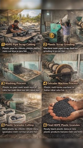 HDPE Pipe Scrap Cutting, Grinding & Plastic Granules Making Process |#shorts #plasticrecycling #hdpe
