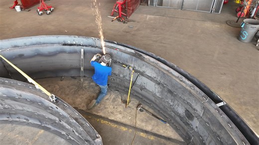 2.1K views · 29 reactions | Our Sheetmetal crew built this 27-foot diameter concrete form that will soon be hoisted, anchored, and pumped with concrete on-site.  Projects like this highlight the integration between our fabrication capabilities and field operations, ensuring efficient installation and consistent quality from shop to site. #IPS #IndustrialPowerSystems #sheetmetal #Construction #Fabrication | Industrial Power Systems | Facebook