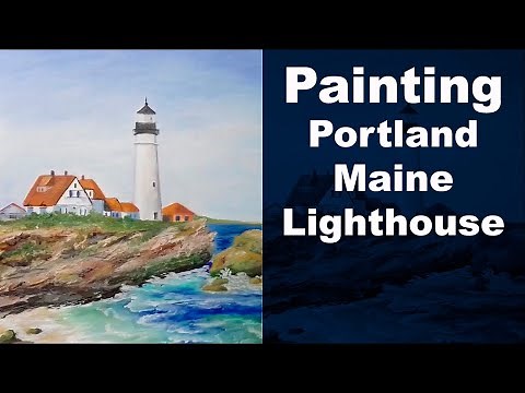 🌊 how to paint Portland Maine Lighthouse. Portland Head Light painting