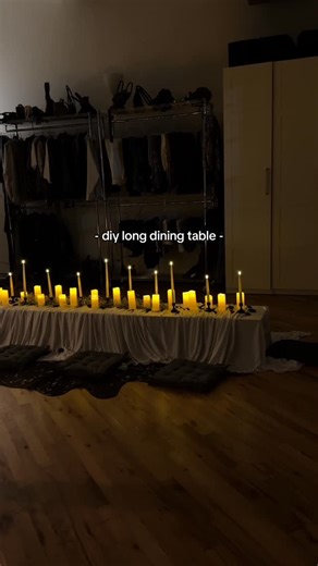 KC VANISH on Instagram: "diy 10 foot long dining table for friendsgiving 🖤 #homedecor #diyhomedecor #dinnerparty #dinnerpartyinspo #homedecorinspo"