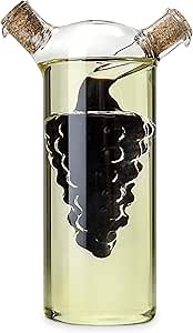 Twine 2-In-1 Oil and Vinegar Cruet Bottle with Cork Stoppers, Olive Oil and Balsamic Vinegar Dispenser, Hand Blown Glass, Pack of 1