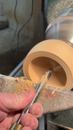 End grain hollowing with a Ray Key modified spindle gouge from @henrytaylortools You can hear the cut changing to more of a scrape as it comes up the side of the little bowl #handmade #woodturning | The Orkney Woodturner Michael Sinclair RPT