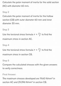 Calculate the polar moment of inertia for the solid section (AC... | Filo