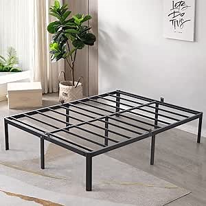 TATAGO 16 Inch Metal Platform Bed Frame with Anti-Collision Round Legs, 3500lbs Heavy Duty Mattress Foundation, Easy Assembly/Silent/Anti-Shake/Non-Slip/No Box Spring Needed, Queen